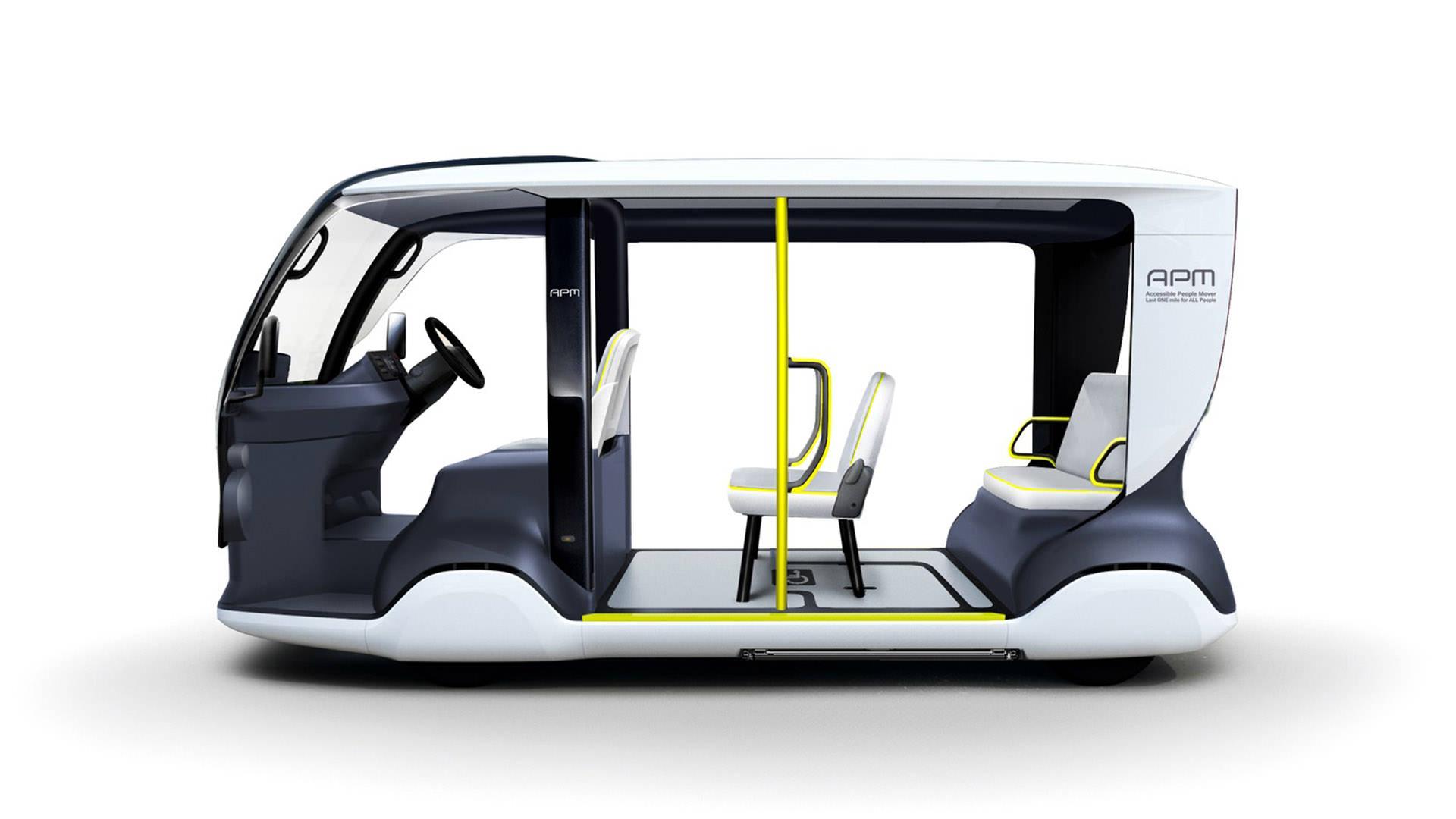 نمای جانبی شاتل الکتریکی تویوتا / Toyota APM Electric Shuttle برای المپیک توکیو 2020