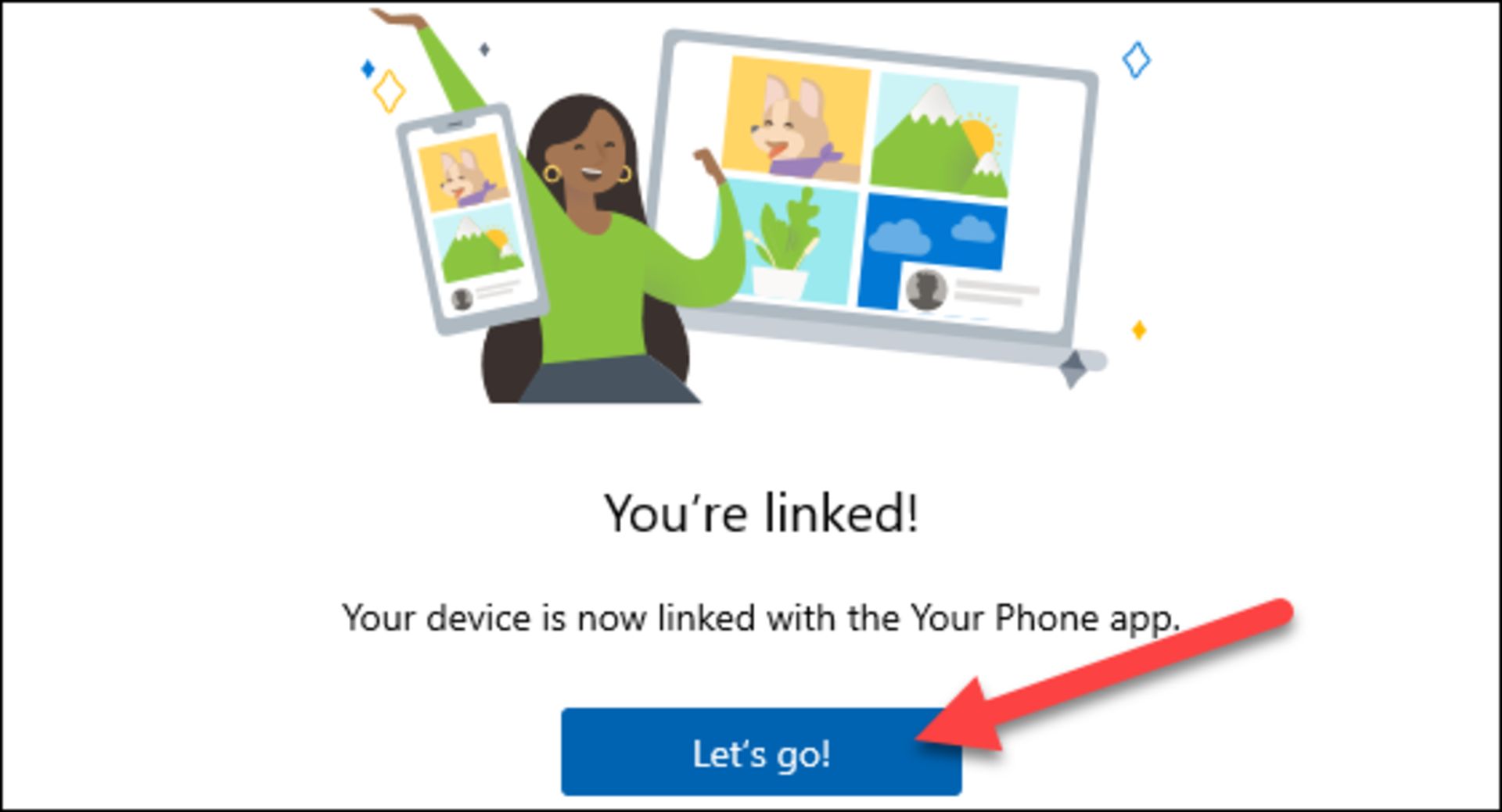 مرحله آخر تنظیمات Your Phone