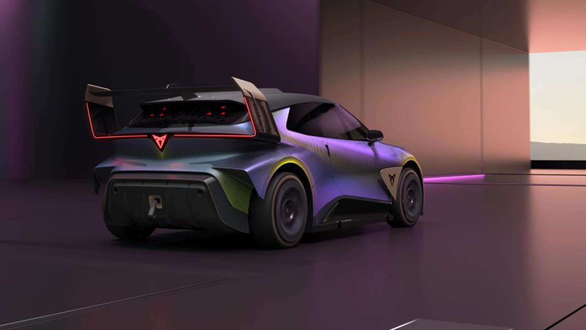 نمای سه چهارم عقب هاچ بک مفهومی و برقی کوپرا آربن ربل / Cupra UrbanRebel Concept