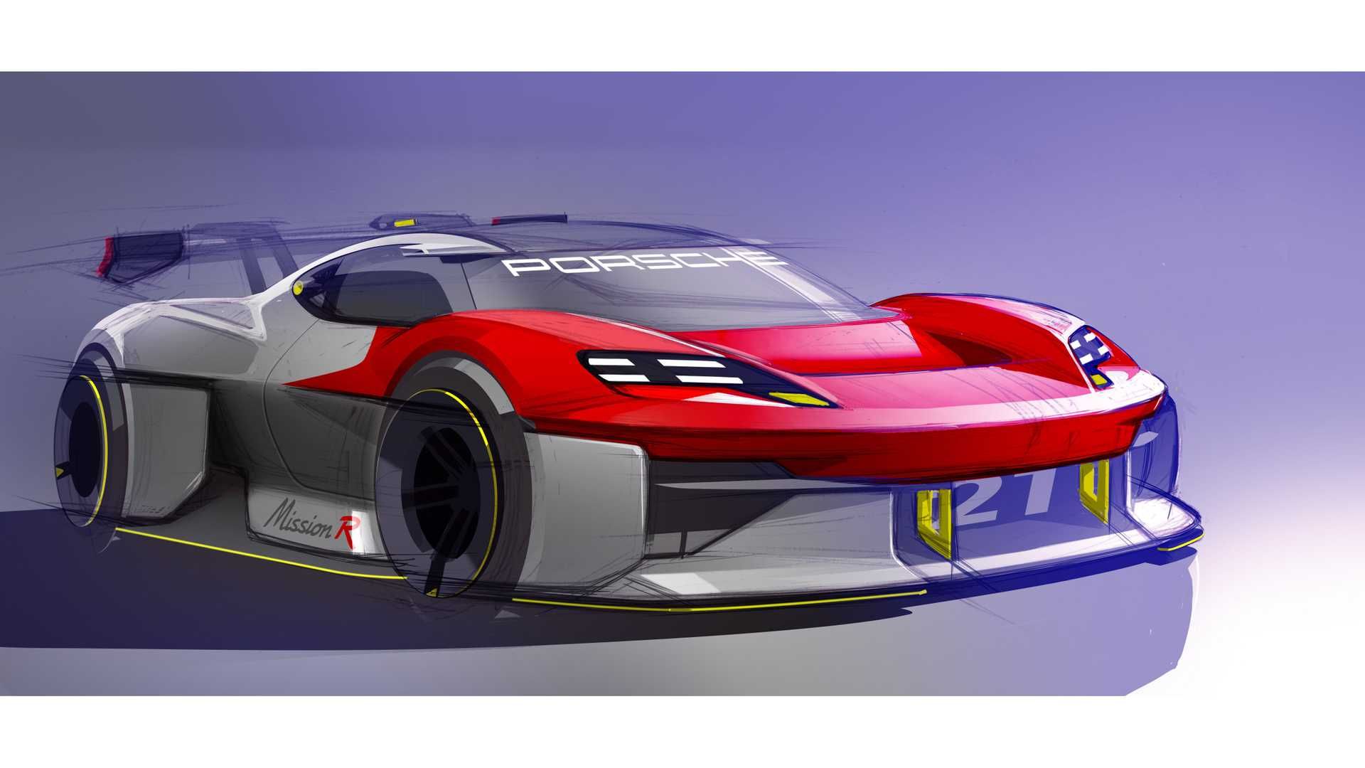 طرح گرافیکی خودروی الکتریکی مفهومی پورشه میشن آر / Porsche Mission R Concept EV