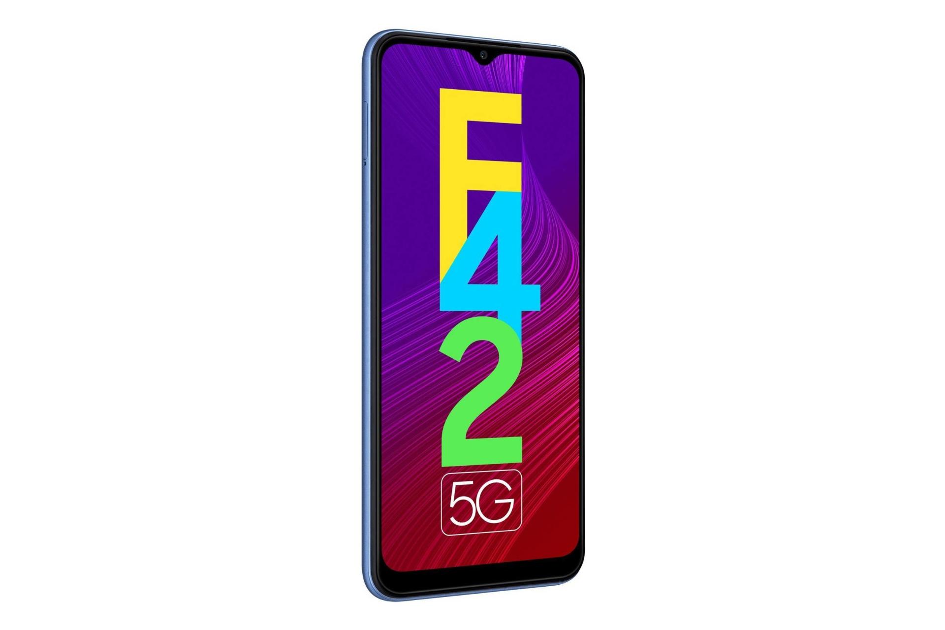 نمای چپ پنل جلو Samsung Galaxy F42 5G / گوشی موبایل گلکسی F42 سامسونگ نسخه 5G آبی