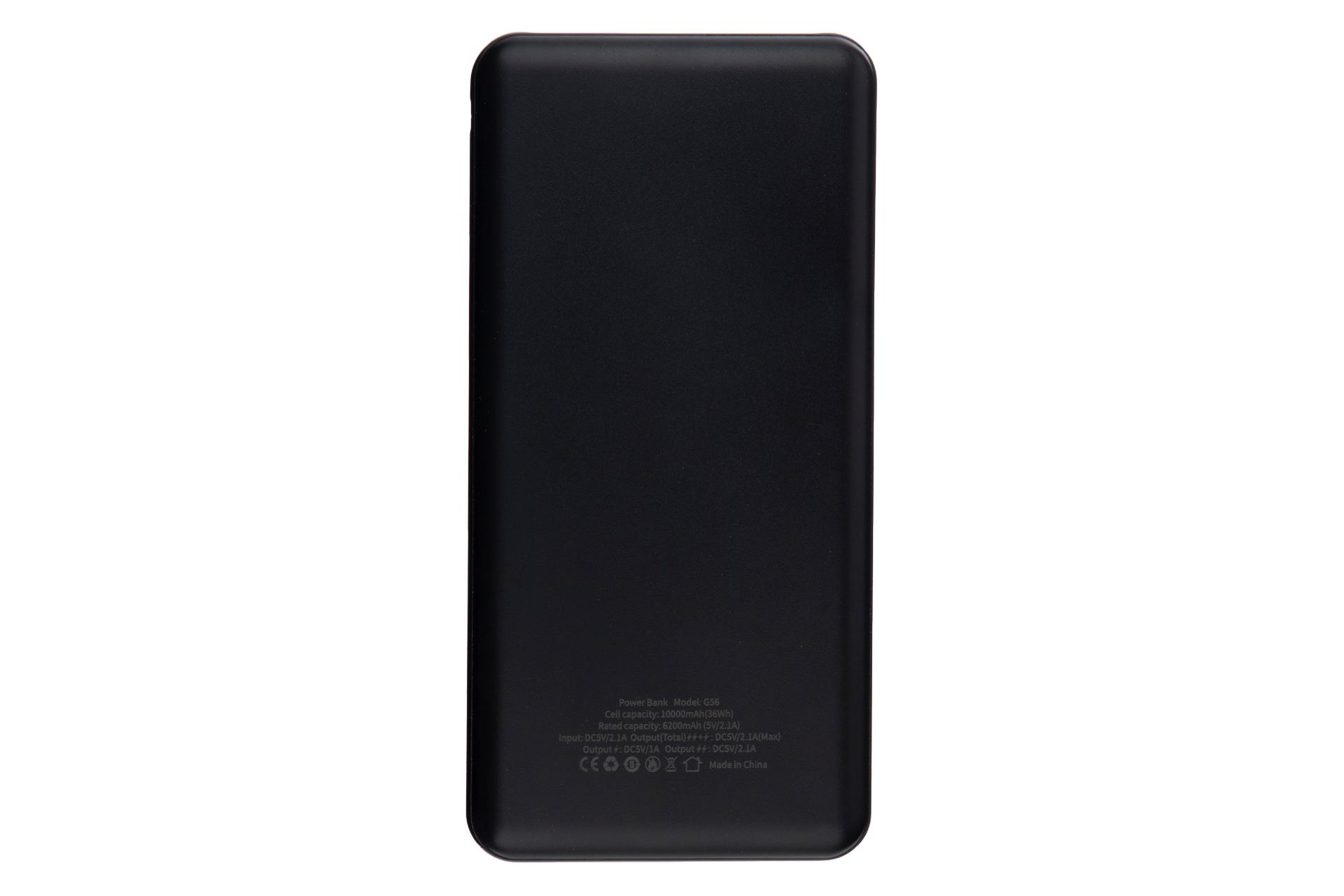 پشت پاور بانک سی یرا Sierra G56 10000mAh با ظرفیت 10000 میلی‌آمپر ساعت مشکی