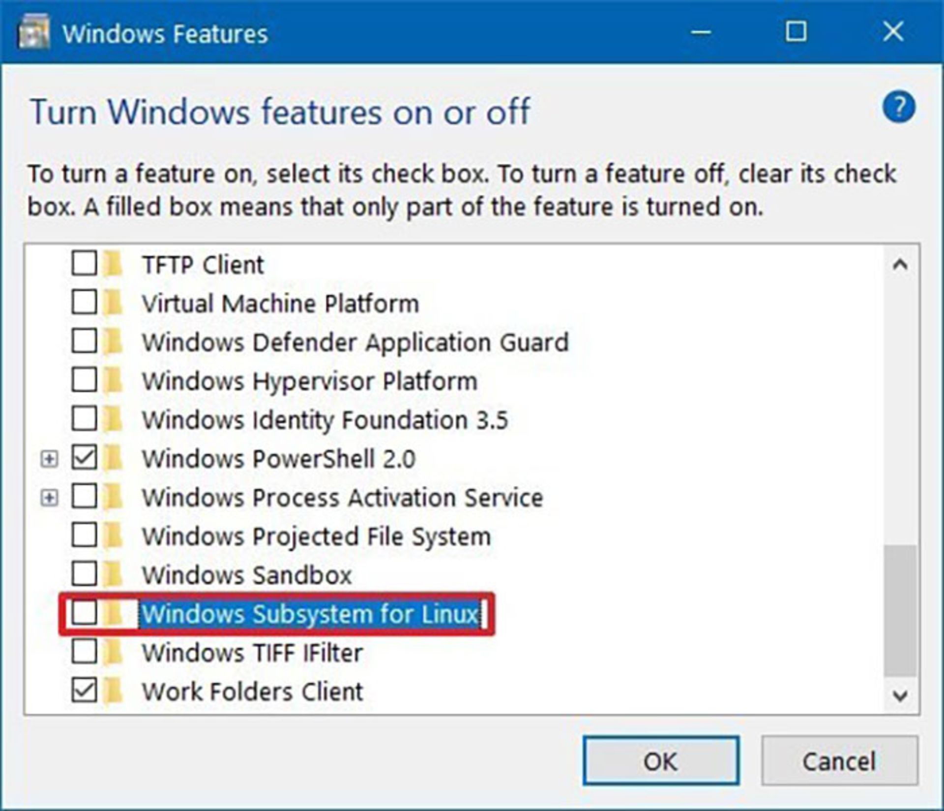 حذف windows subsystem