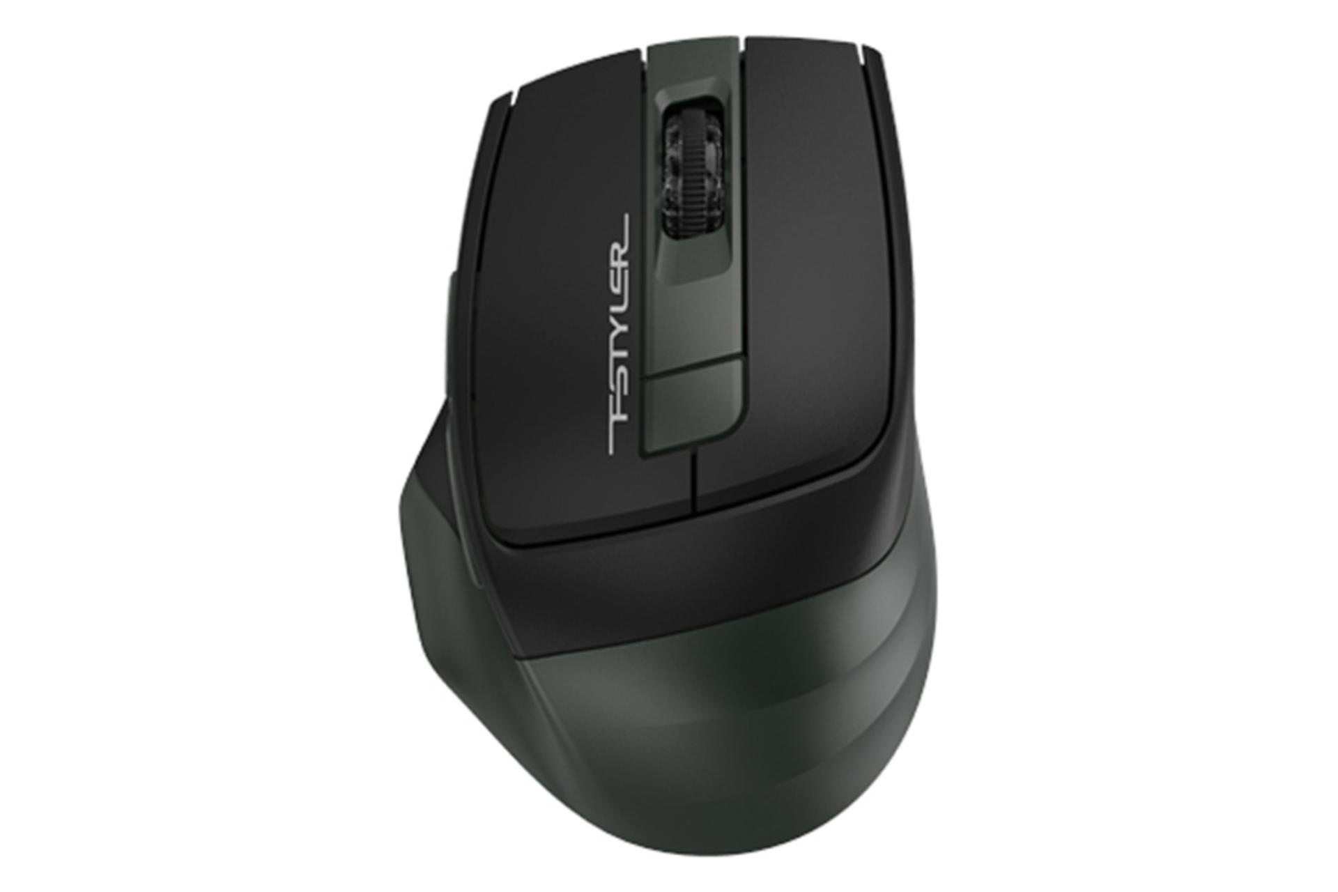 نمای روبرو ماوس ای فورتک FB35 مشکی-سبز