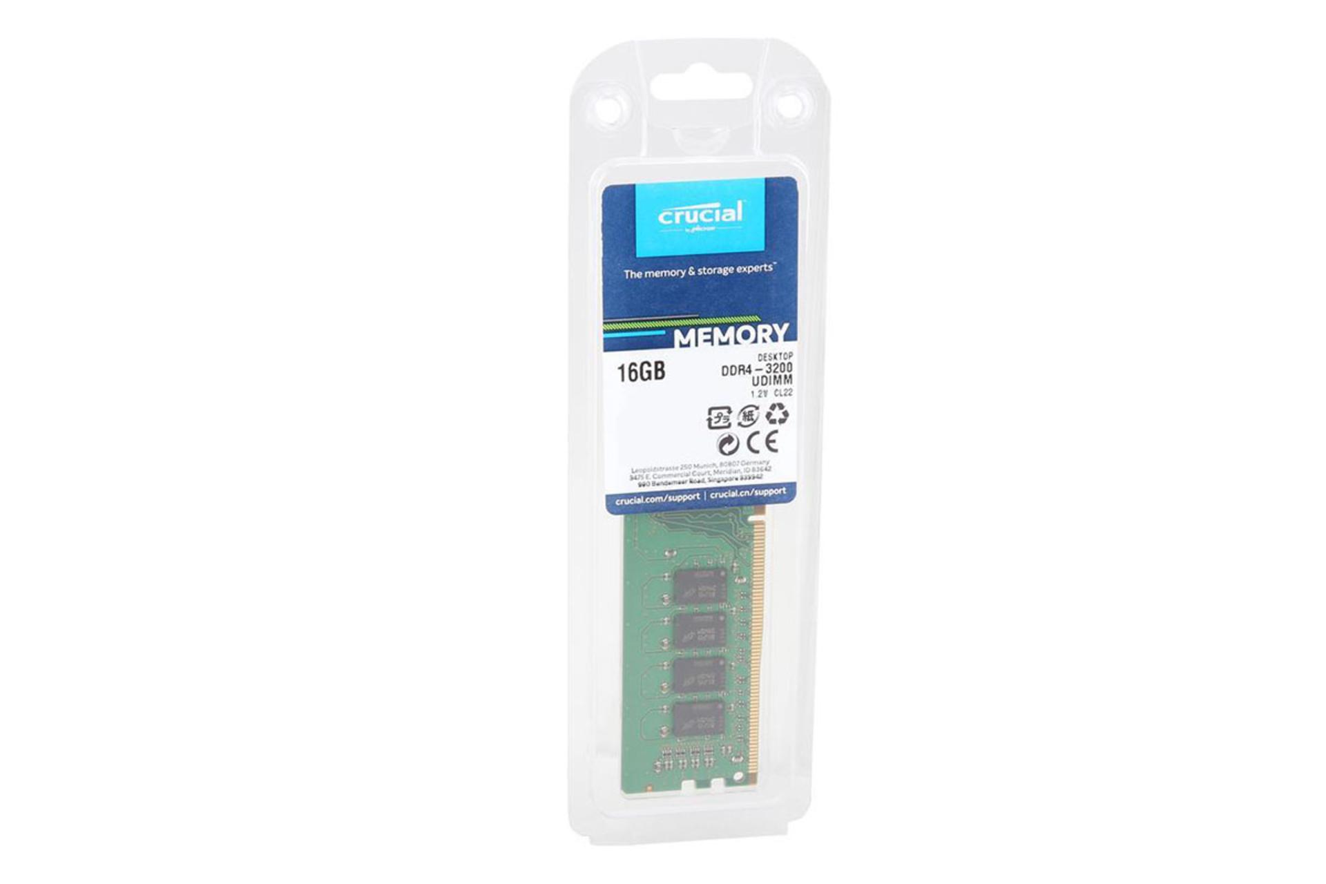 Crucial CT16G4DFD832A ظرفیت 16 گیگابایت از نوع DDR4-3200 بسته بندی