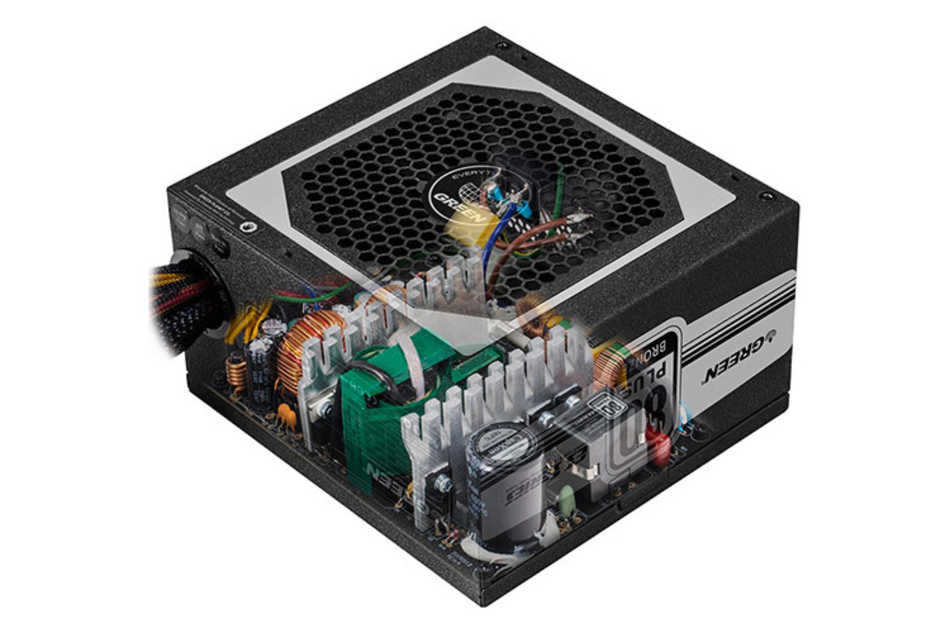 پاور کامپیوتر گرین GP480A_ES با توان 480 وات نمای خازن