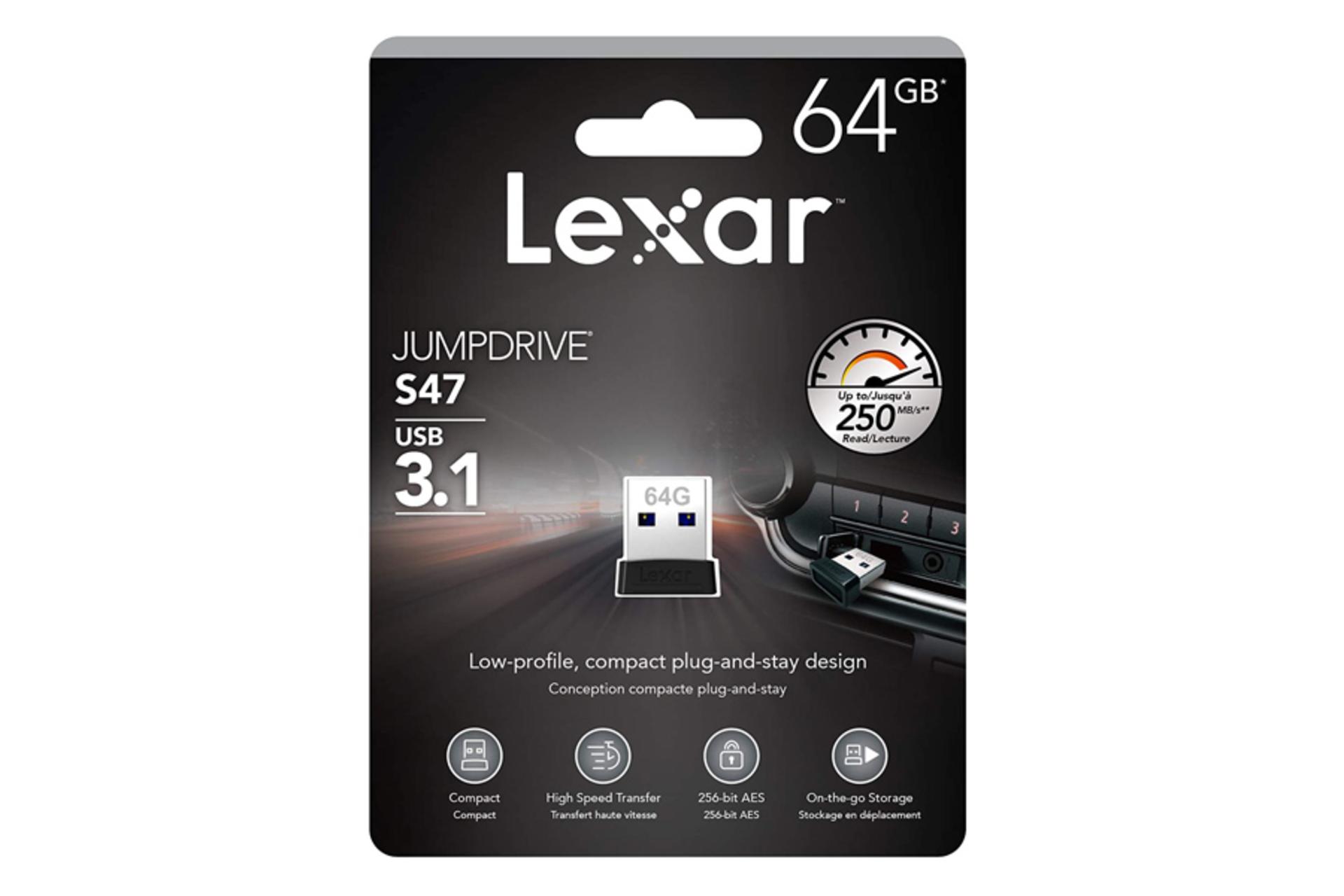 جعبه فلش مموری لکسار مدل JumpDrive S47 Mini ظرفیت 64 گیگابایت