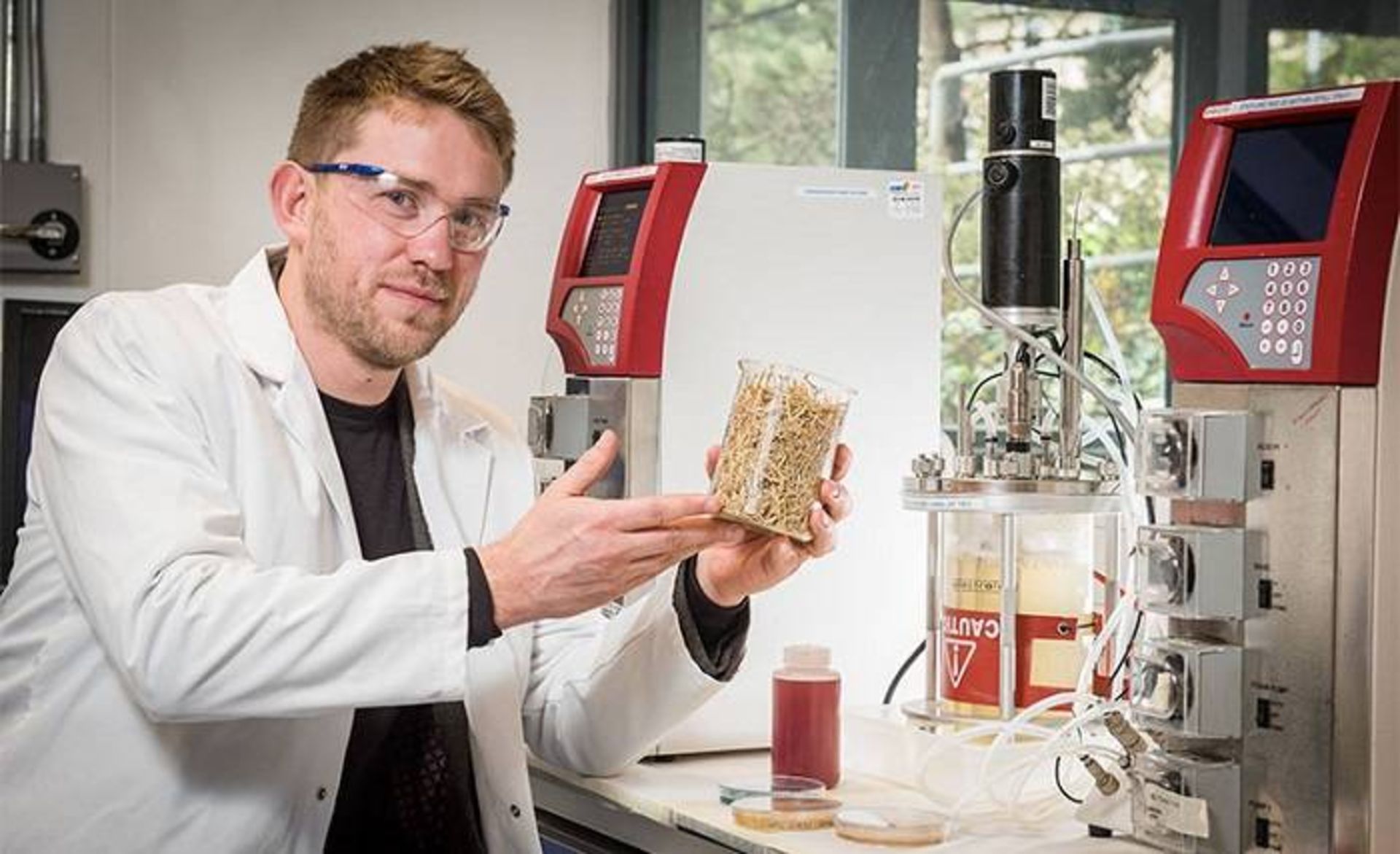 پژوهشگر در آزمایشگاه تولید روغن مخمر / researcher