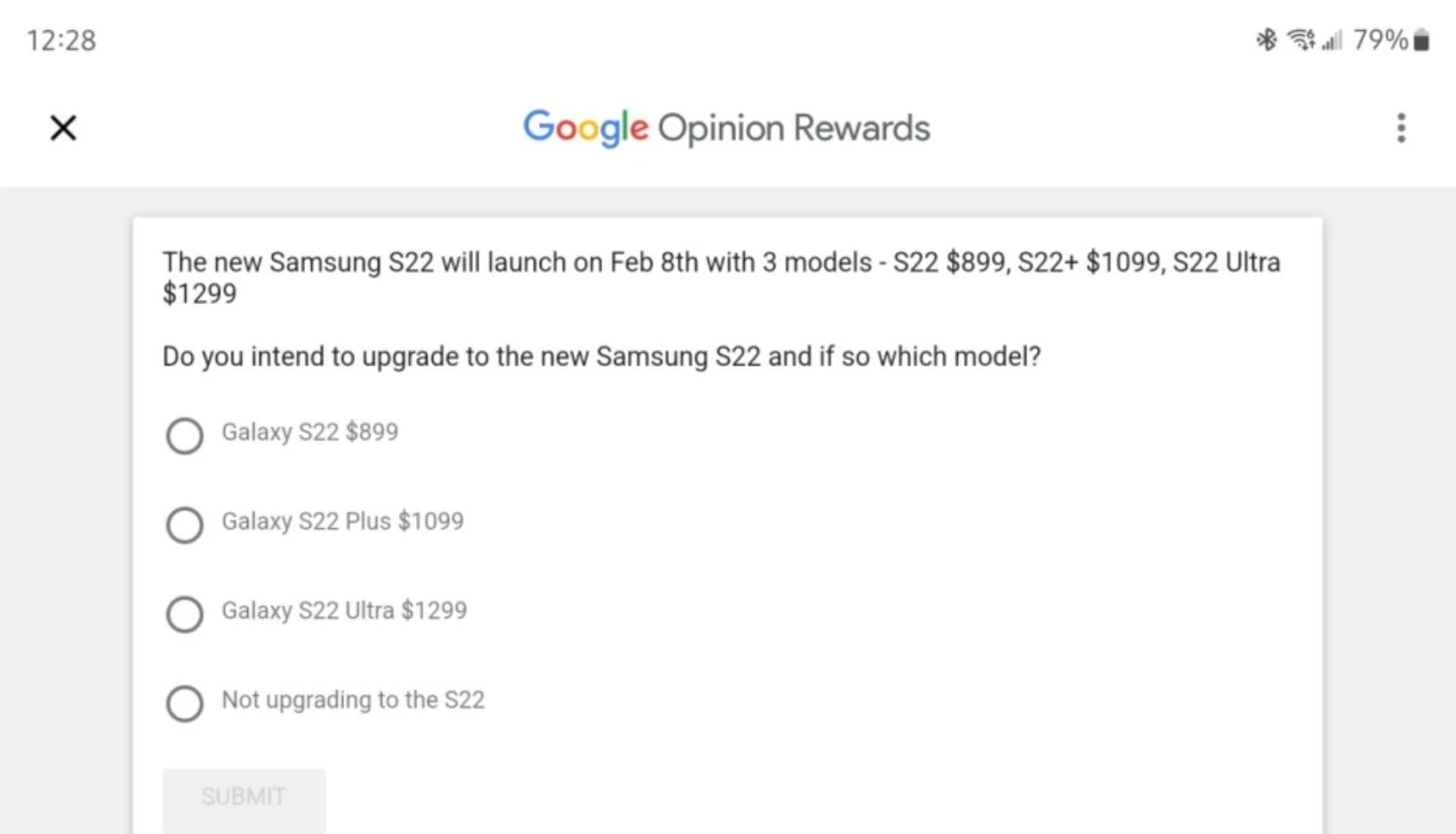 نظرسنجی گوگل و افشای قیمت اولیه خانواده گلکسی اس ۲۲