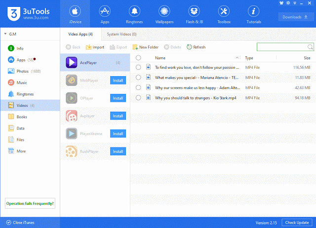 ۲-انتقال فایل از آیفون به کامپیوتر با 3utools