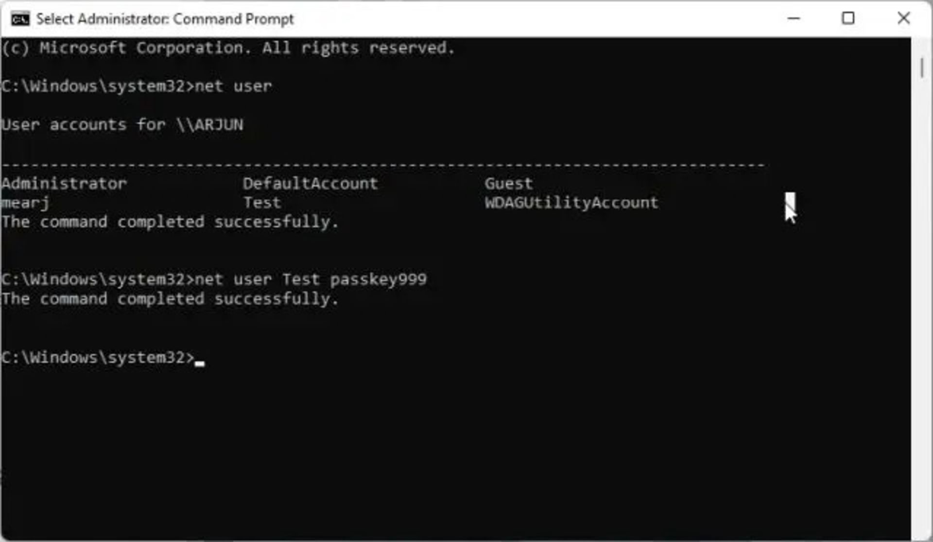 ۲-تغییر رمز عبور ویندوز 11 از طریق کامند پرامپت