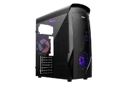نمای نیم رخ جلو و پنل شیشه‌ای سمت چپ کیس کامپیوتر فاطر مدل FG-510M