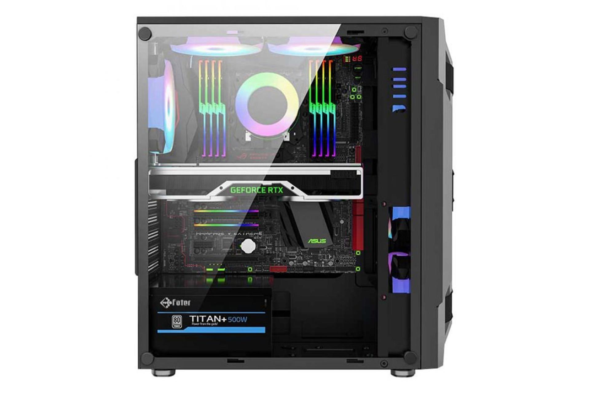 نمای داخل پنل شیشه‌ای سمت چپ کیس کامپیوتر فاطر مدل FG-525X