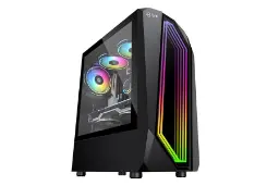 نمای نیم رخ جلو و پنل شیشه‌ای سمت چپ کیس کامپیوتر فاطر مدل FG-740G
