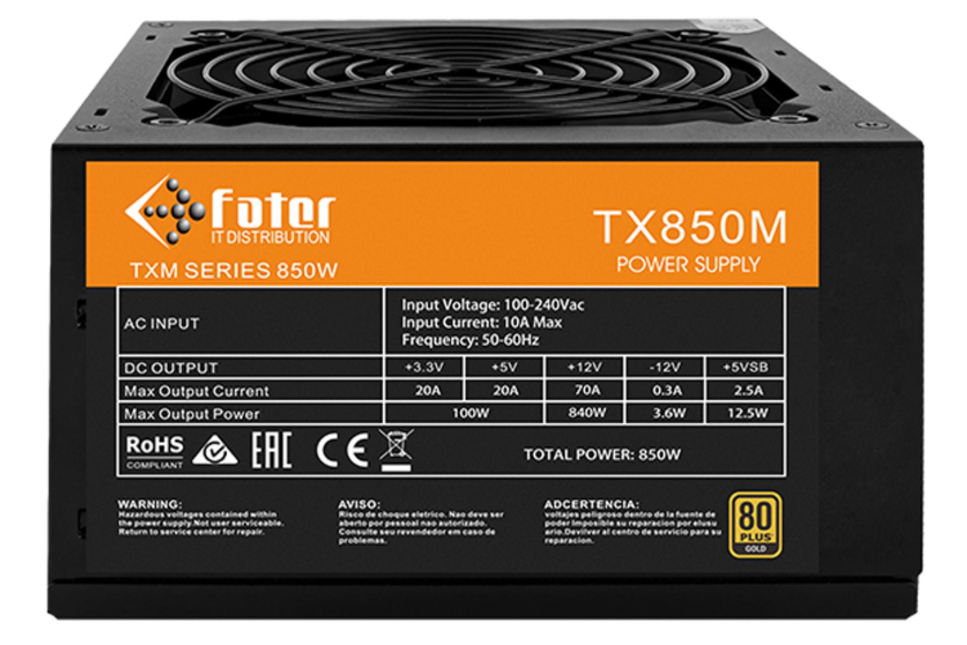فاطر TX850M با توان 850 وات نمای کنار