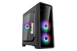 نمای نیم رخ جلو و پنل شیشه‌ای سمت چپ کیس کامپیوتر گیم مکس G561-FRGB