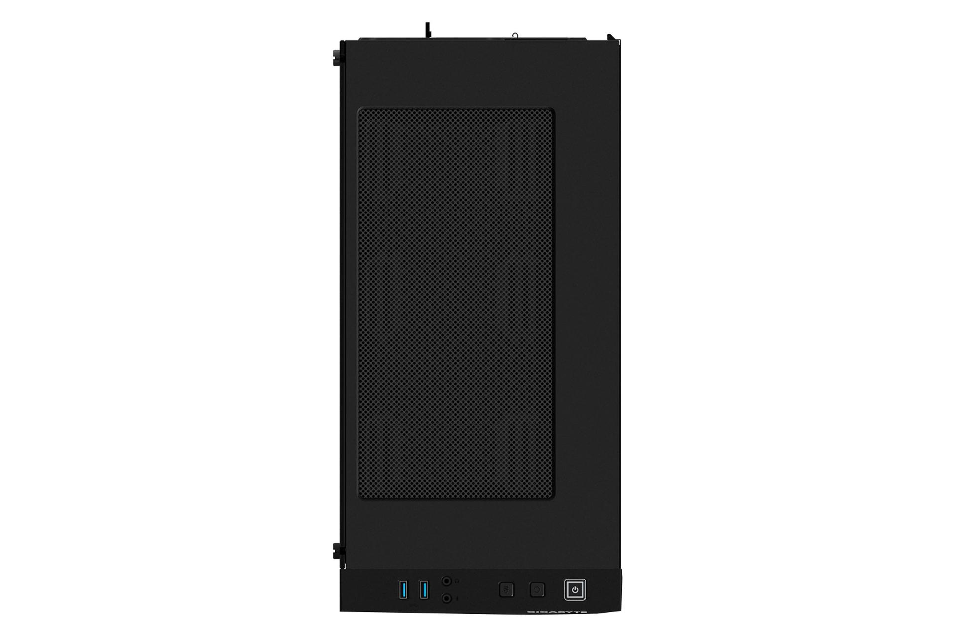 نمای فیلتر و پورت‌های بالای کیس کامپیوتر گیگابایت C200 GLASS