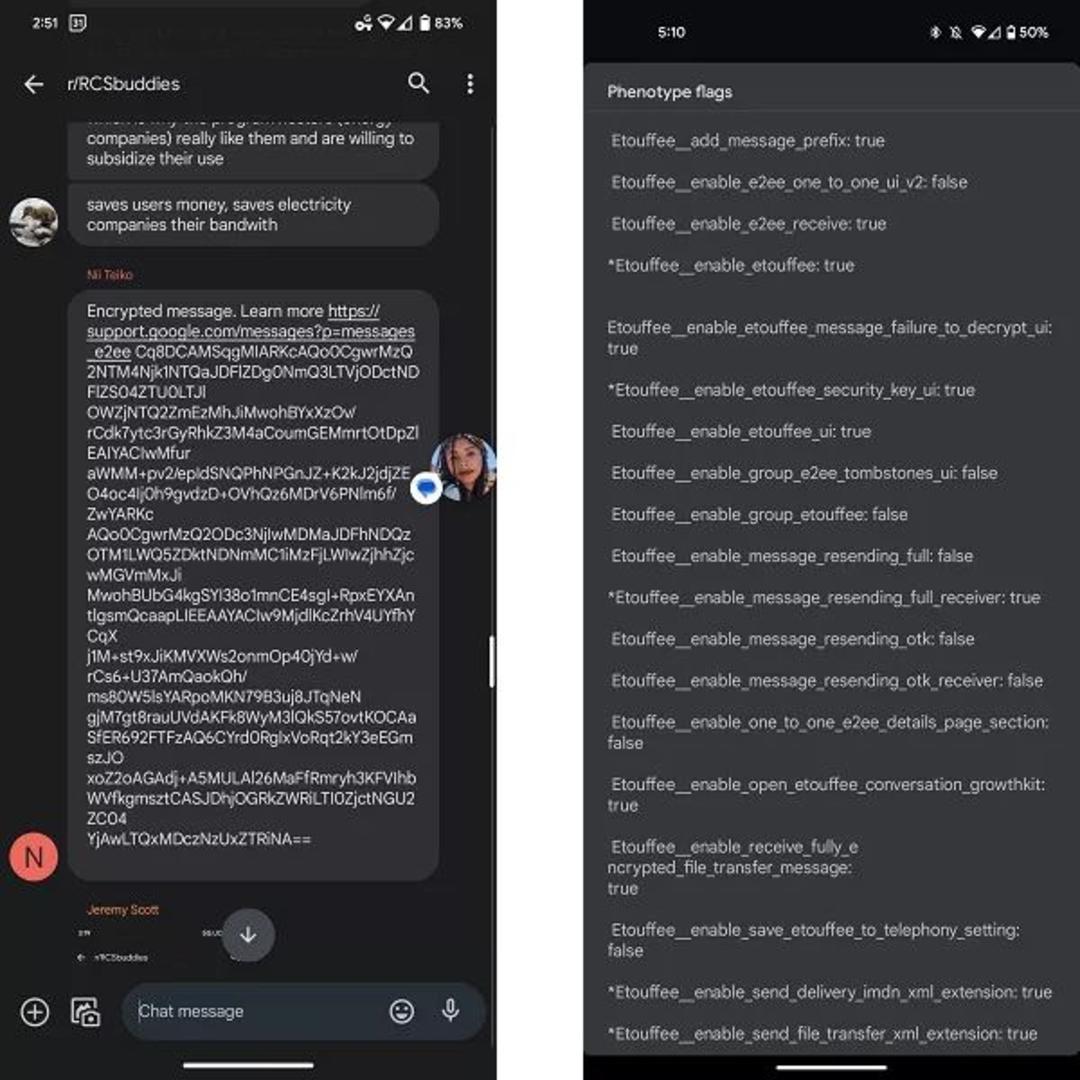 پیام های رمزنگاری شده گروه های Messages گوگل