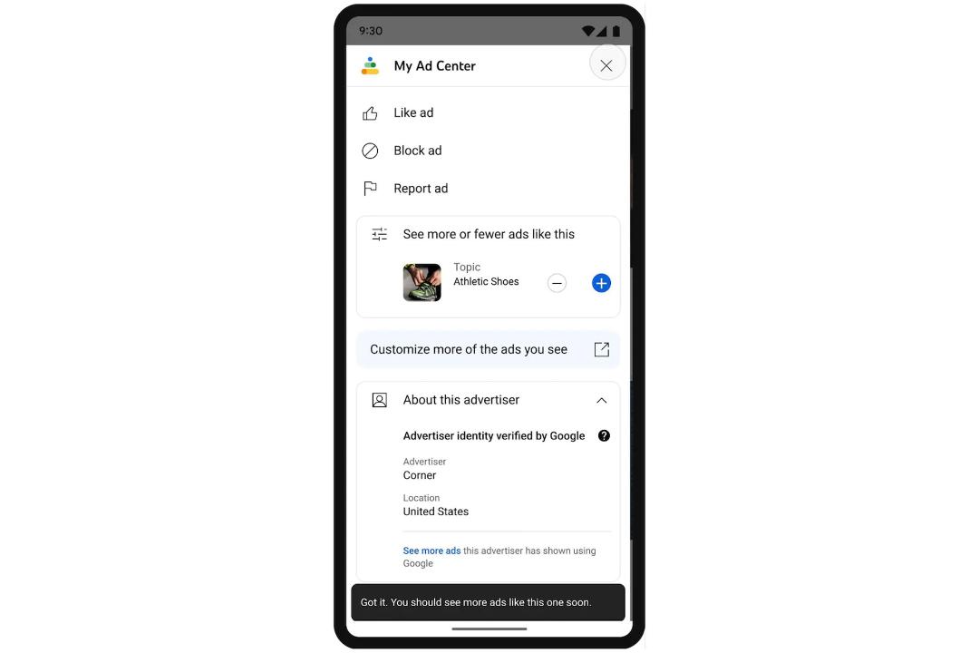 سرویس My Ad Center گوگل برای کنترل بر تبلیغات هدفمند