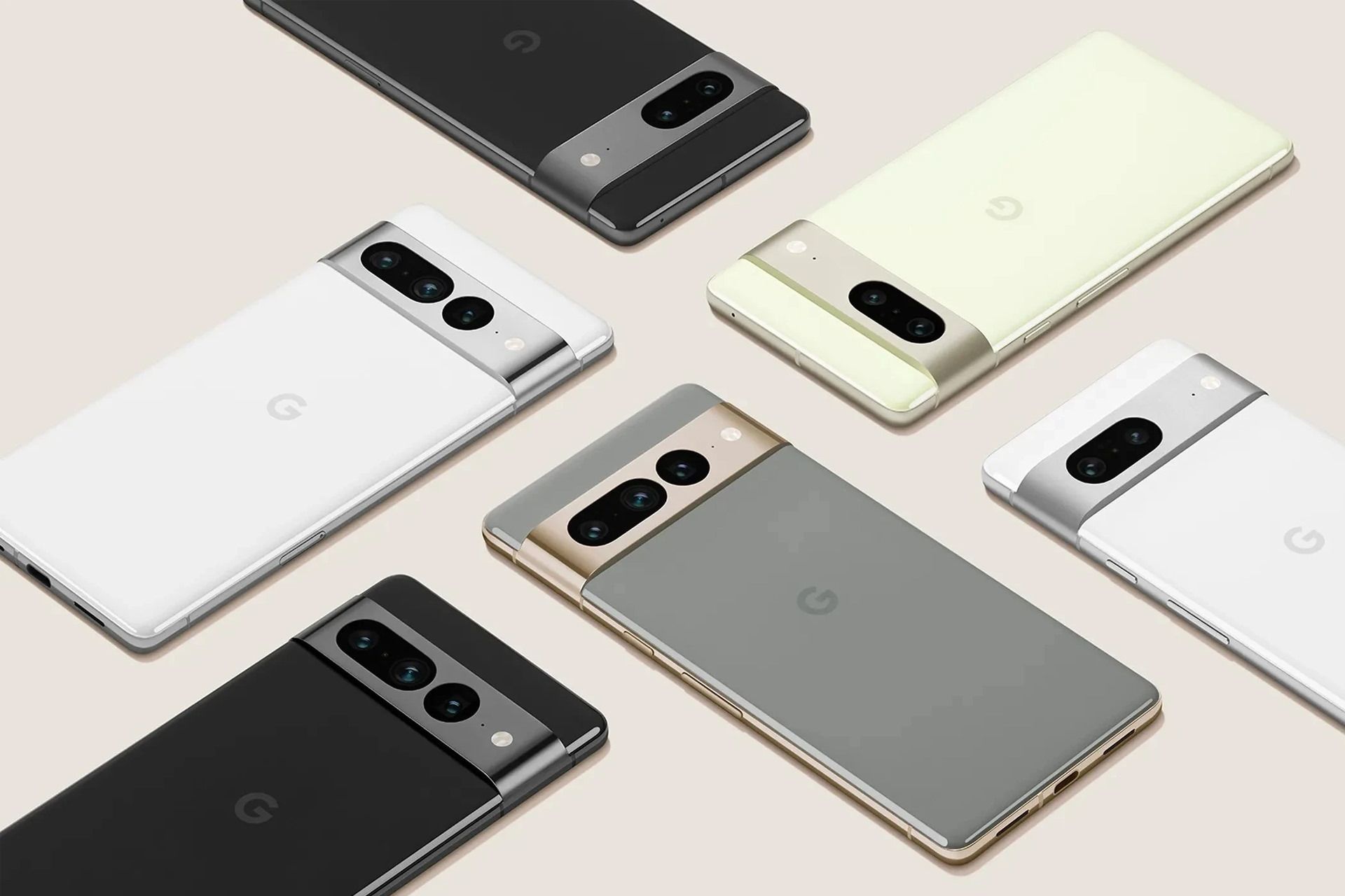 پیکسل 7 پرو و Pixel 7 از نمای پشت رنگ بندی