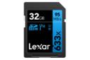 نمای روبرو کارت حافظه لکسار microSDXC با ظرفیت 32 گیگابایت مدل High Performance BLUE Series 633x V30 کلاس 10