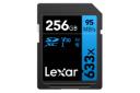 نمای روبرو کارت حافظه لکسار microSDXC با ظرفیت 256 گیگابایت مدل High Performance BLUE Series 633x V30 کلاس 10