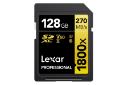 نمای روبرو کارت حافظه لکسار microSDXC با ظرفیت 128 گیگابایت مدل Professional GOLD Series کلاس 10
