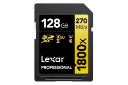 نمای روبرو کارت حافظه لکسار microSDXC با ظرفیت 128 گیگابایت مدل Professional GOLD Series کلاس 10