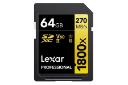 نمای روبرو کارت حافظه لکسار microSDXC با ظرفیت 64 گیگابایت مدل Professional GOLD Series کلاس 10