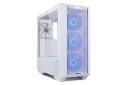 نمای نیم رخ جلو و پنل شیشه‌ای سمت چپ کیس کامپیوتر لیان لی Lancool III RGB رنگ سفید