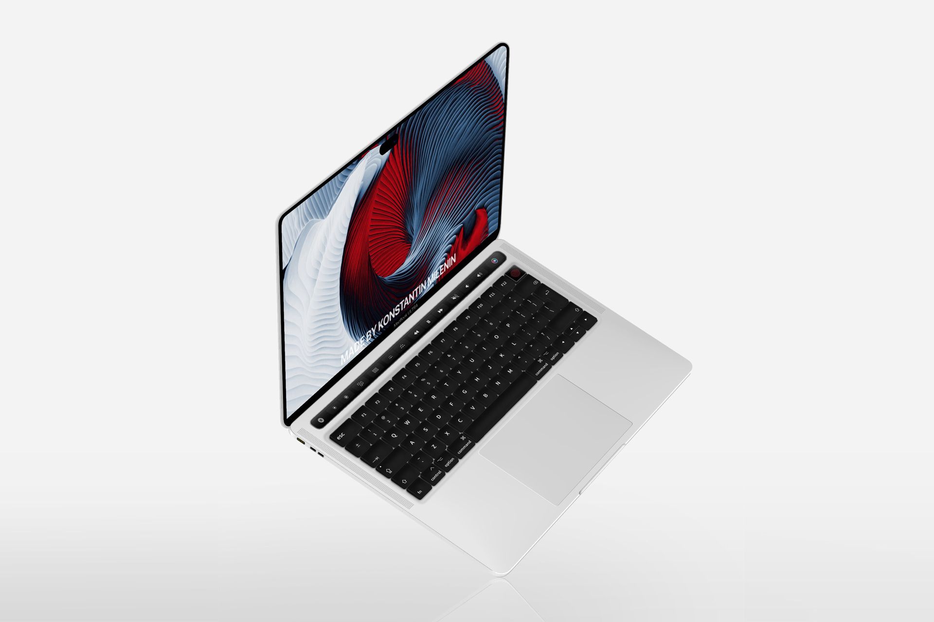 مک بوک مجهزبه حفره کپسولی داینامیک آیلند مفهومی نقره ای