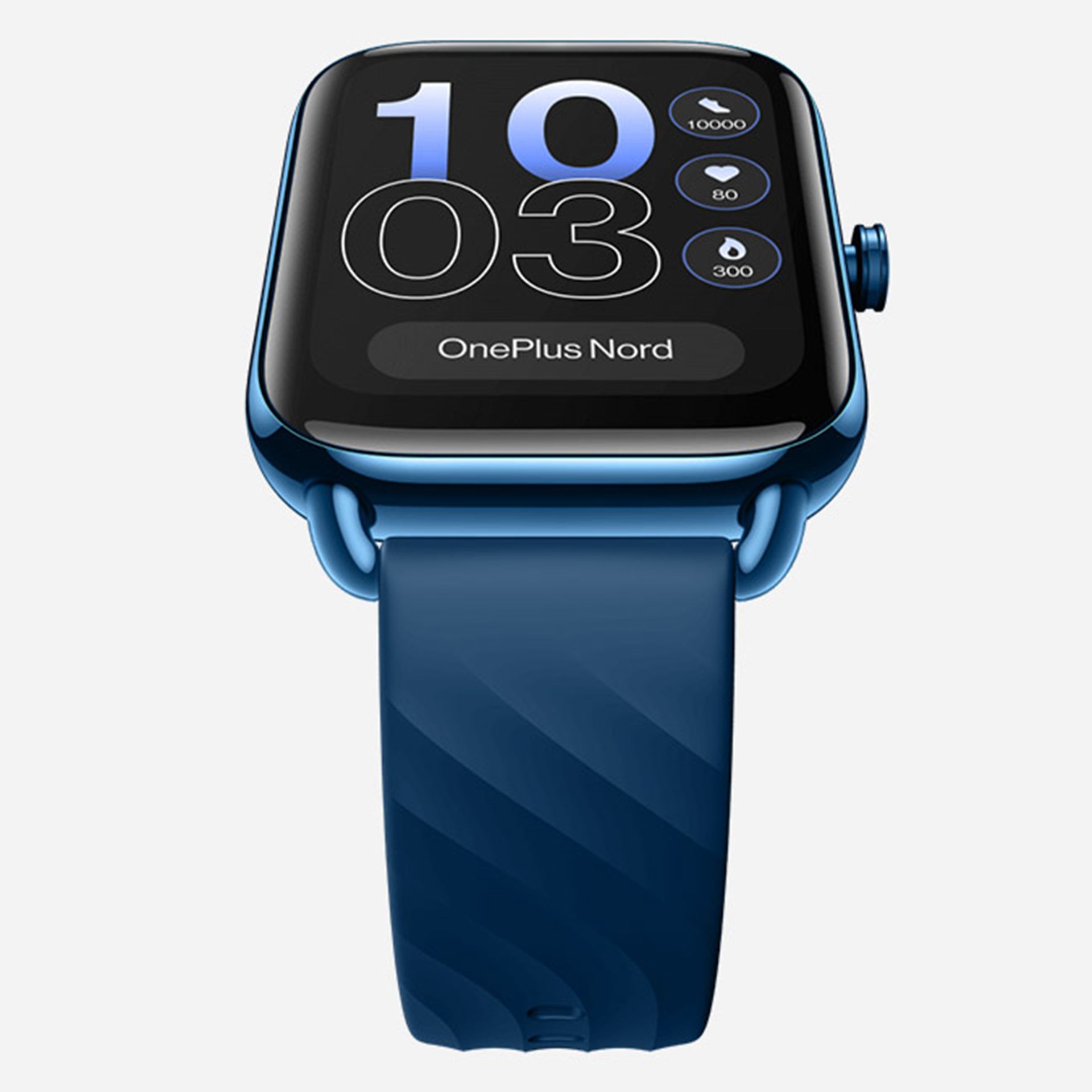 وان پلاس نورد به رنگ آبی با نمایش ساعت روی صفحه نمایش