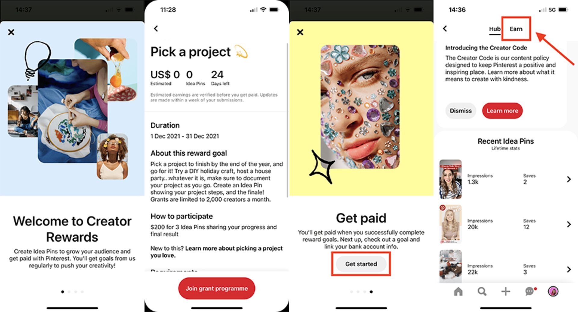 برنامه Pinterest Creator Rewards