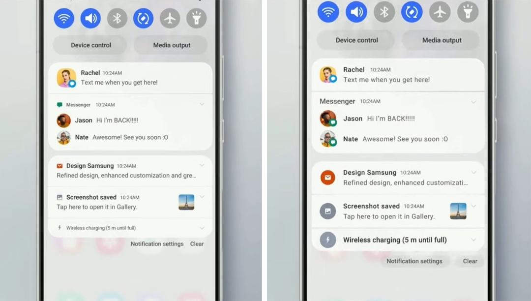 تغییرات پنل نوتیفیکیشن One UI 5 نسبت‌به نسخه قبل