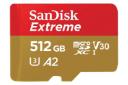 نمای روبرو کارت حافظه سن دیسک microSDXC با ظرفیت 256 گیگابایت مدل Extreme V30 A2 کلاس 10
