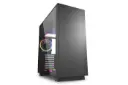 نمای نیم رخ جلو و پنل شیشه‌ای سمت چپ کیس کامپیوتر شارکن PURE STEEL RGB