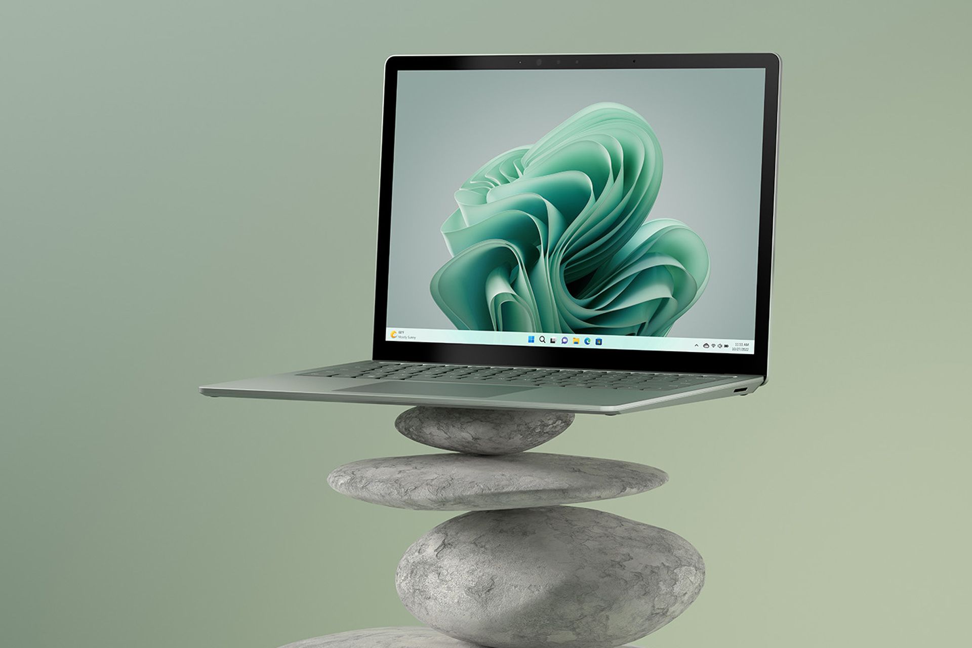 سرفیس لپ تاپ ۵ مایکروسافت Surface Laptop 5 سبز روی سنگ