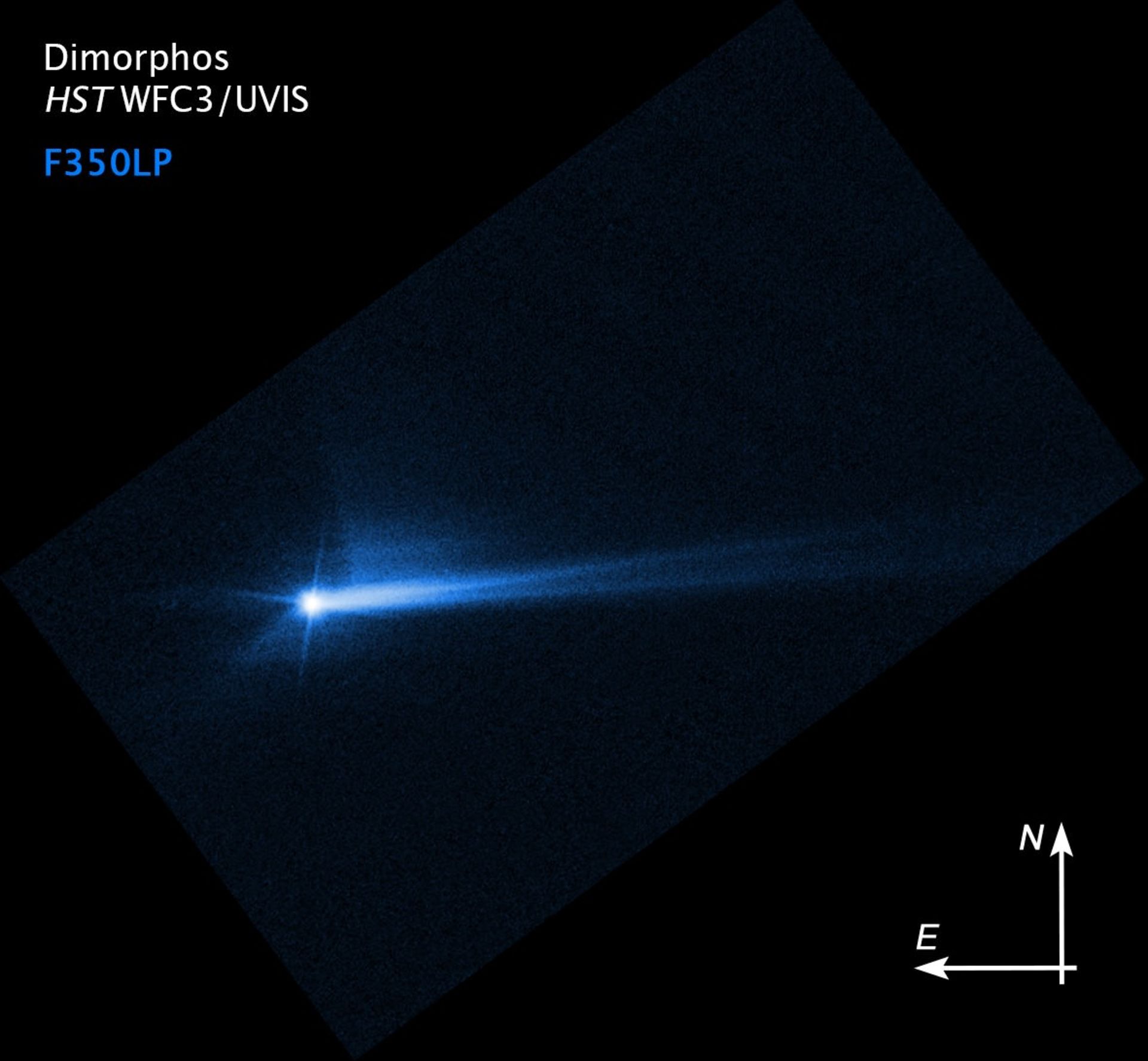 دنباله بقایای پرتاب‌شده از دیمورفوس از نگاه تلسکوپ فضایی هابل