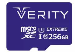 نمای روبرو کارت حافظه وریتی microSDXC با ظرفیت 256 گیگابایت مدل 533x