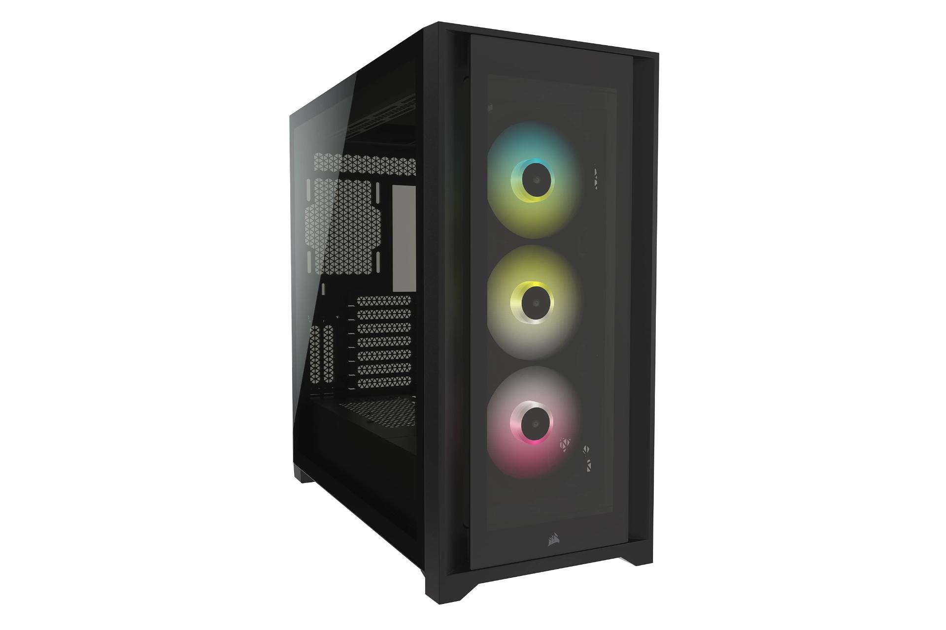 نیمرخ جلو و پنل کناری کیس کامپیوتر کورسیر iCUE 5000X RGB