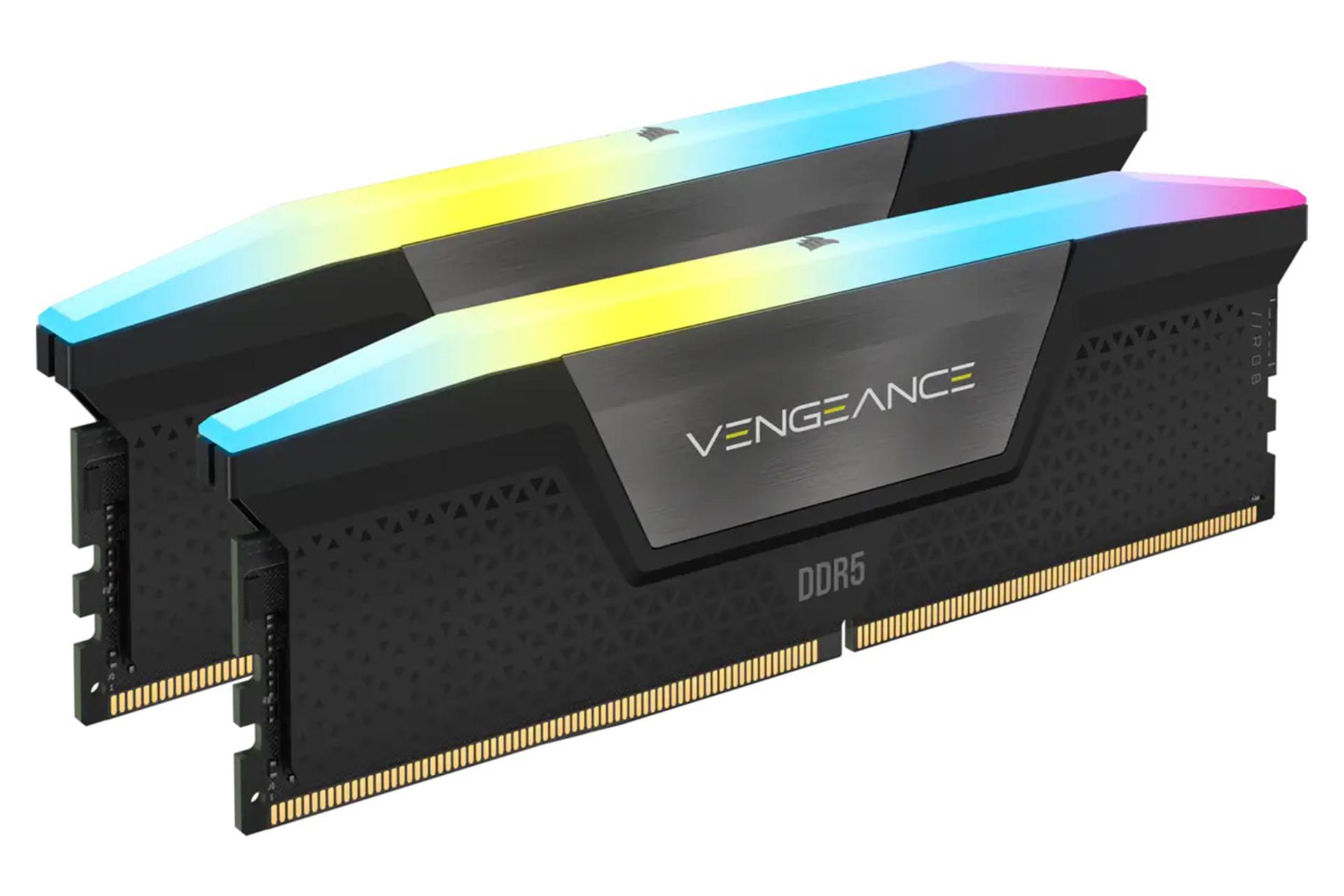 نمای کناری رنگ مشکی رم کورسیر corsair-vengeance-rgb-32gb-2x16-ddr5-5200-cl40