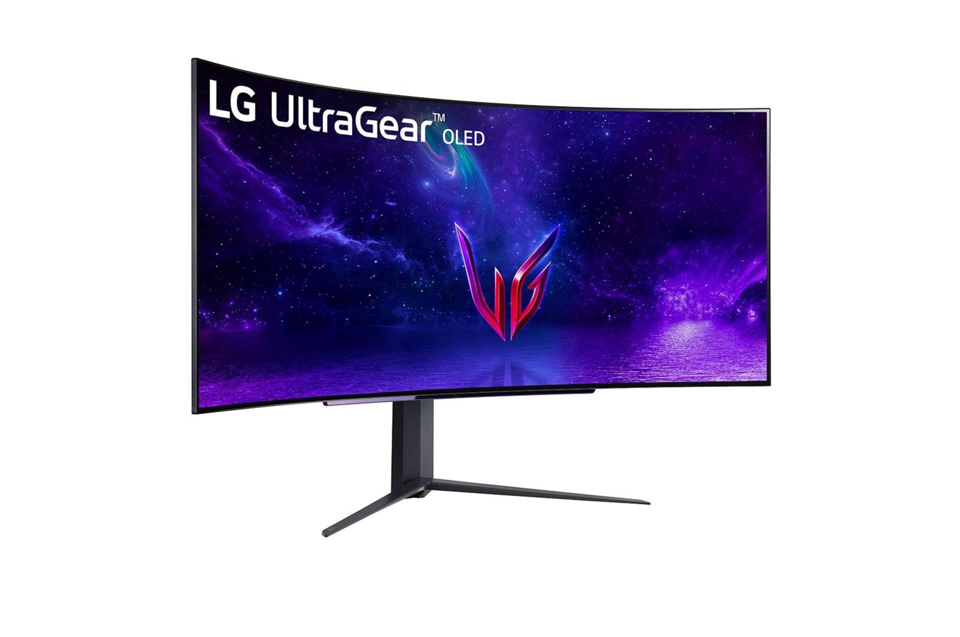 مانیتور فوق عریض OLED‌ ال جی از نمای روبه‌رو