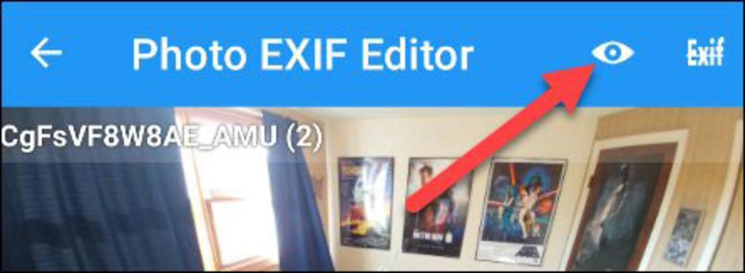 آیکن چشم در exif editor