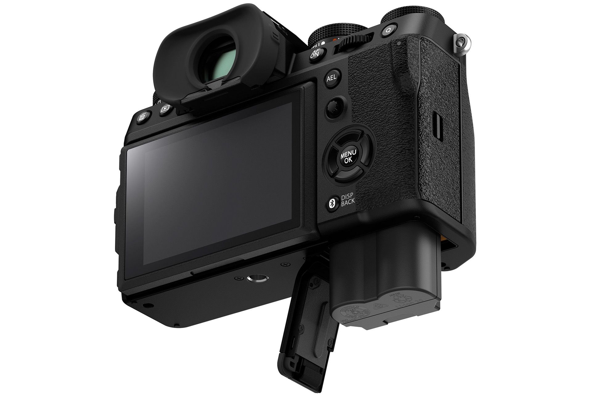 باتری و نمایشگر و بخش داخلی دوربین فوجی فیلم X-T5