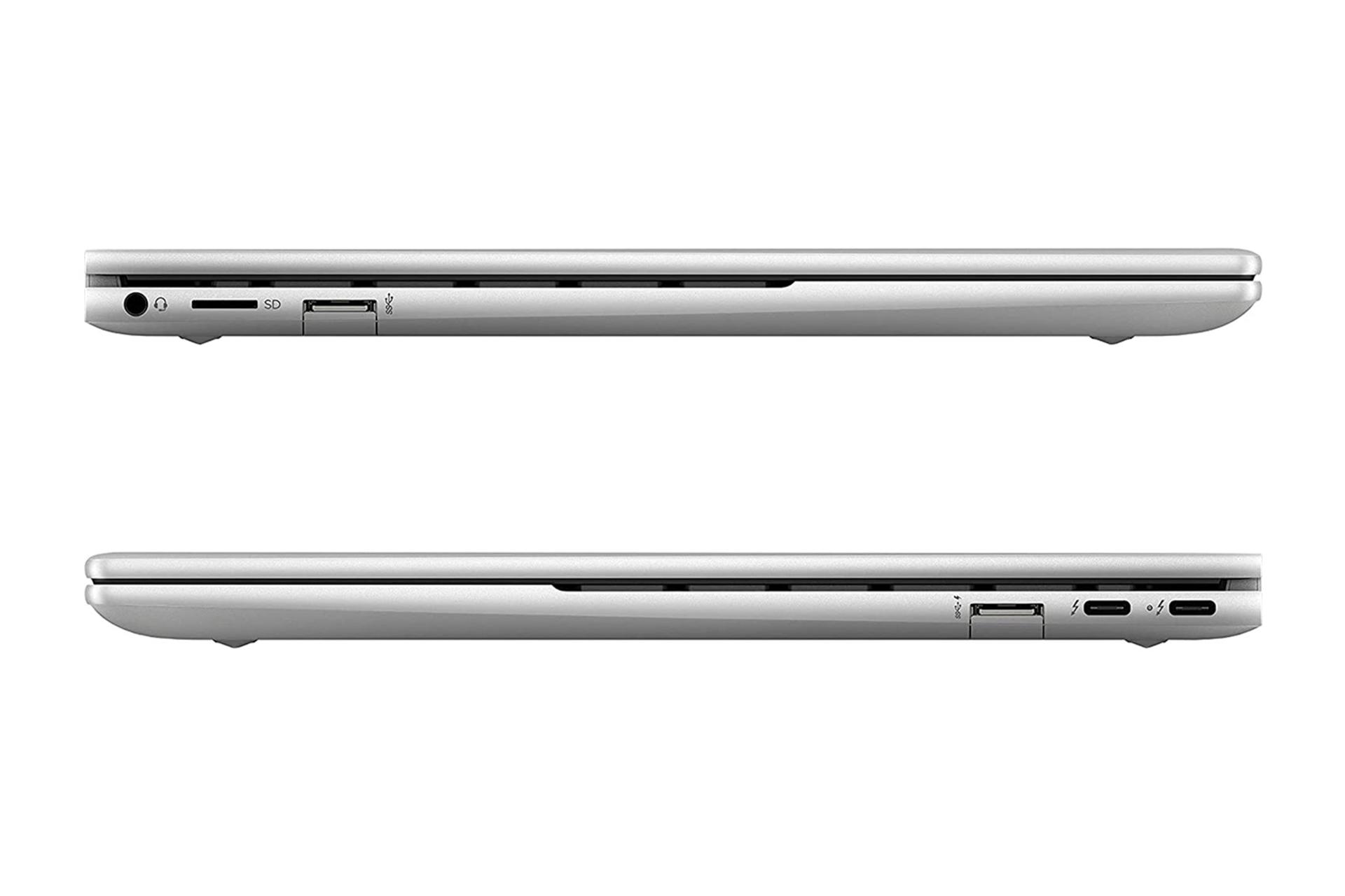 نمای لبه‌های کناری لپ تاپ اچ پی Envy X360 13-BF0013 با تمرکز روی درگاه‌های لبه‌ی سمت راست و چپ
