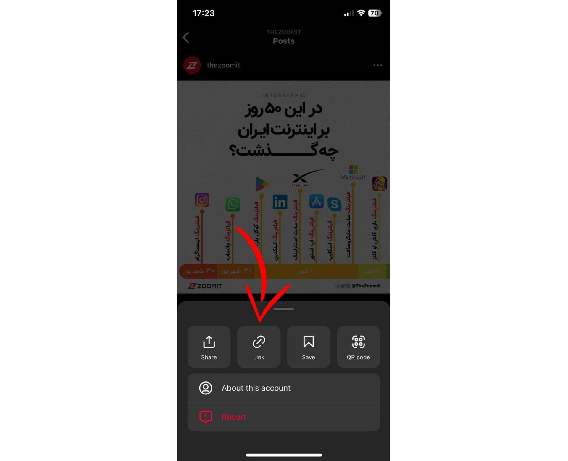 کپی لینک پست در اینستاگرام Instagram