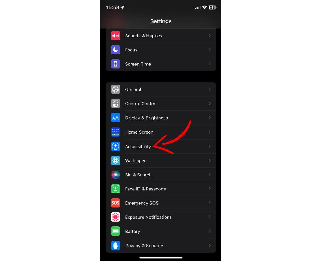 منوی تنظیمات آیفون iOS حالت تاریک