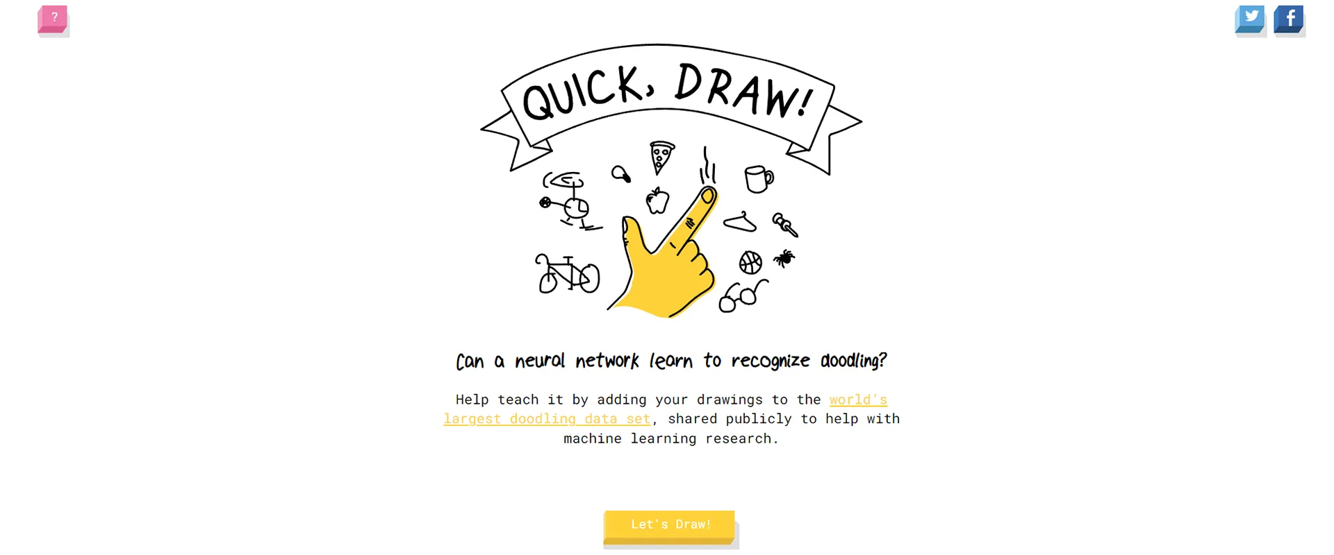 اسکرین شات صفحه quickdraw که نقاشی های مختلفی را نشان می‌دهد