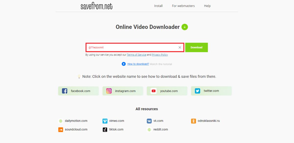 اسکرین شات سایت savefromnet