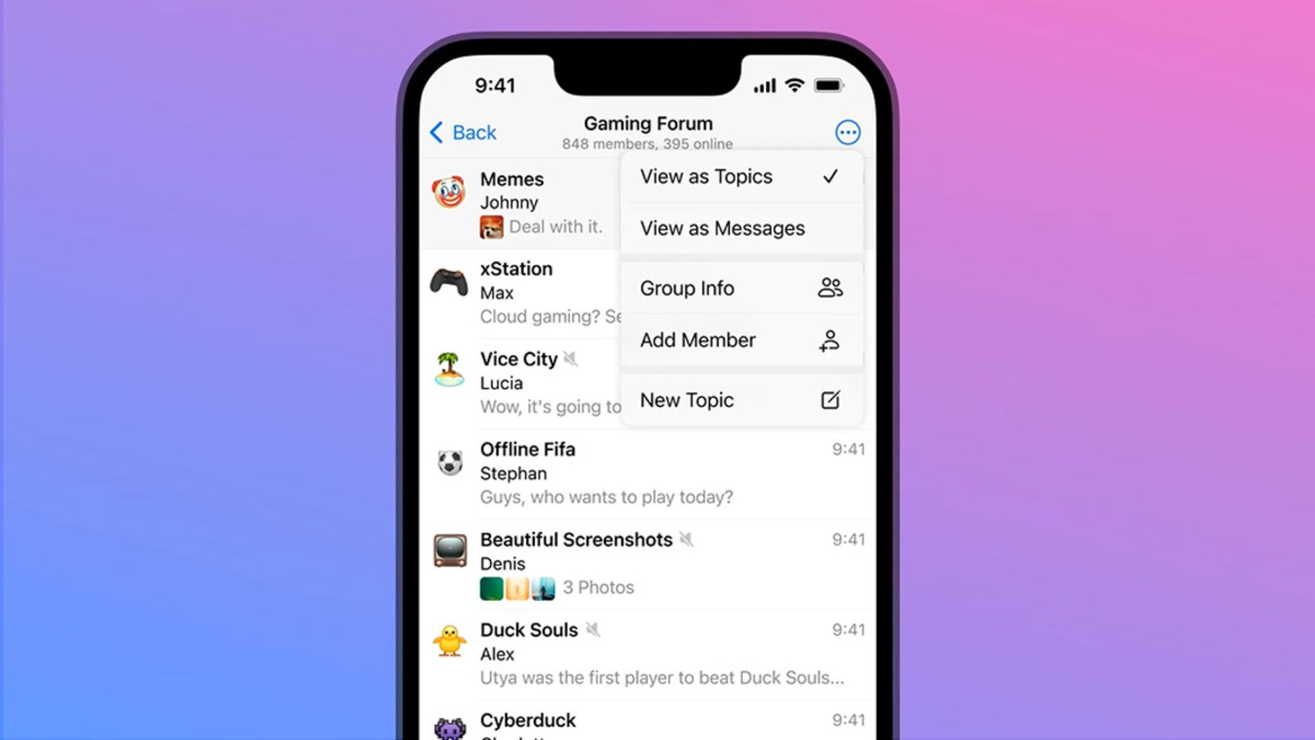 تاپیک ها موضوع در تلگرام آیفون